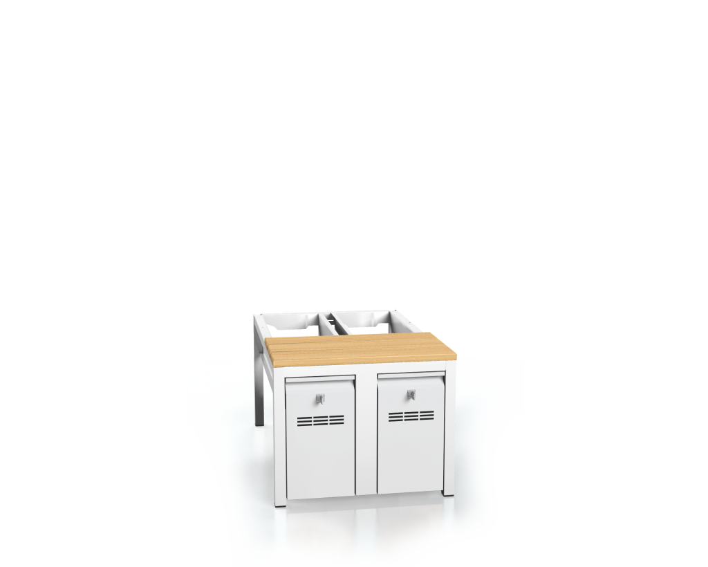 Vorbänk mit Buchenlatten - mit Schubladen für das Schuhwerk 375 x 500 x 800